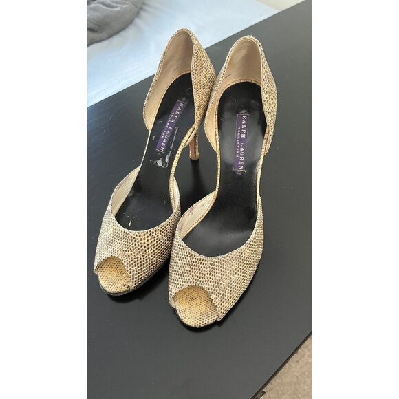 Ralph Lauren Purple Label Shoes - RALPH LAUREN PURPLE COLLECTION LIZARD D'ORSAY PEEP TOE HEELS 37